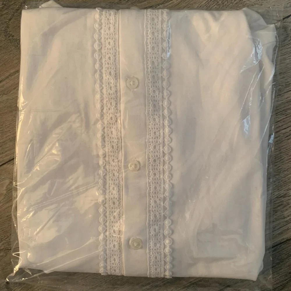 NWT LANDS' END WOMEN'S COTTON-MODAL LACE TRIM SLEEVELESS TOP WHITE XS & SMALL - Picture 8 of 12